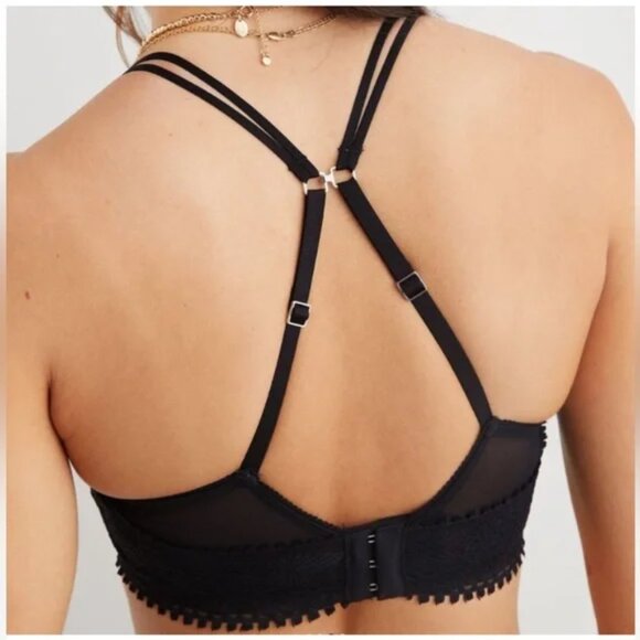 Aerie Real Power Wireless Push Up Joy Lace Bra Pink Tropics 36C - Picture 7 of 11